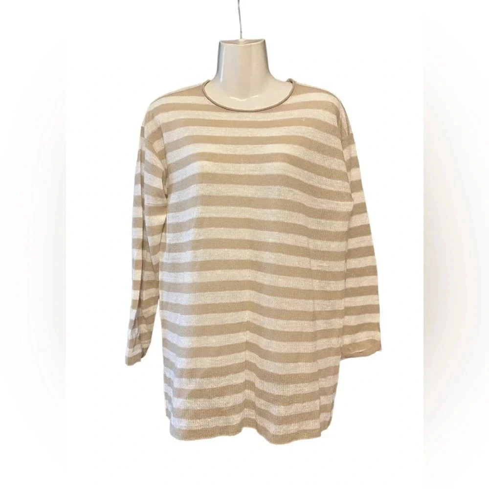 Eileen Fisher Linen Blend Striped Tunic Sweater